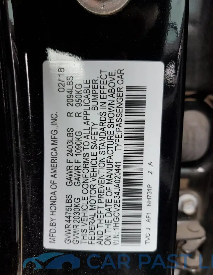 1HGCV2E34JA020441# 13