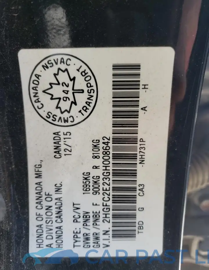 2HGFC2E23GH008642# 13