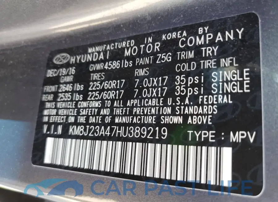 KM8J23A47HU389219# 12