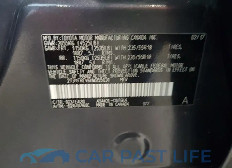 2T3YFREV6HW355630# 12