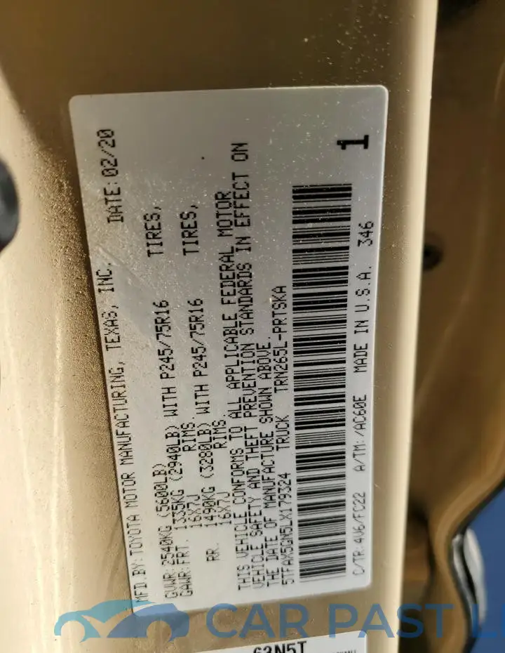 5TFAX5GN5LX179324# 12