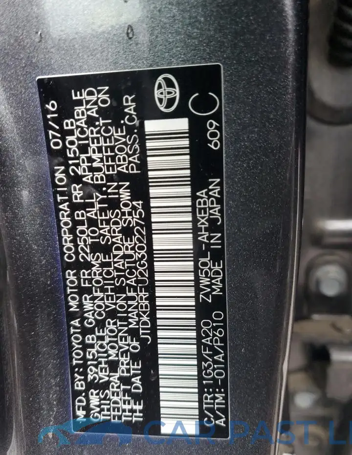 JTDKBRFU2G3022754# 12