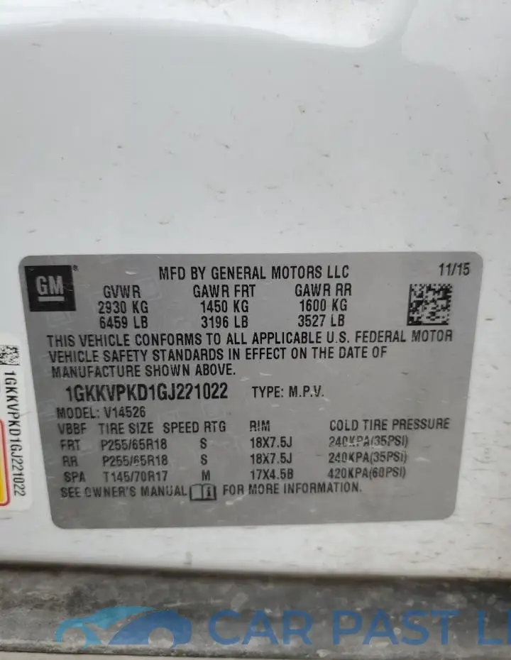 1GKKVPKD1GJ221022# 13