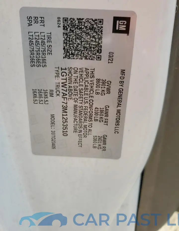 1GTW7AF73M1253510# 13