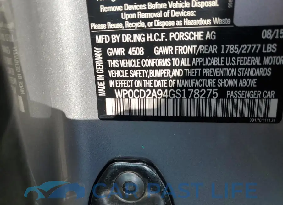 WP0CD2A94GS178275# 12