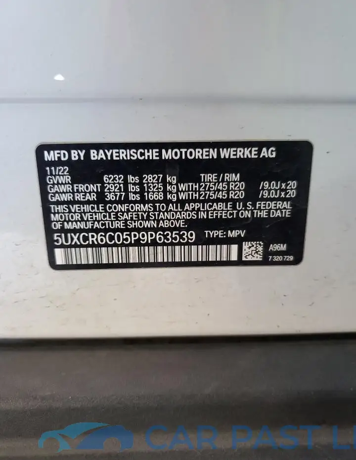 5UXCR6C05P9P63539# 13