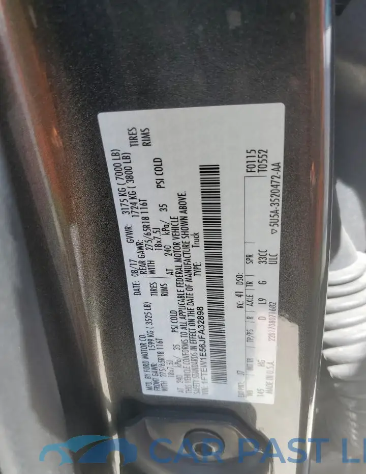 1FTEW1E56JFA32898# 12