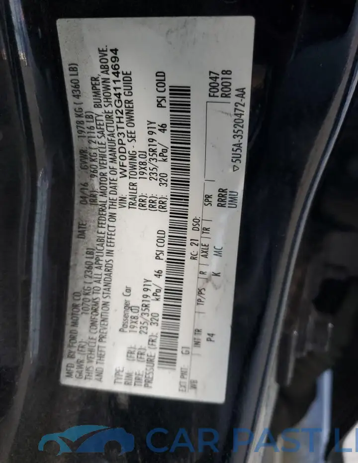 WF0DP3TH2G4114694# 12