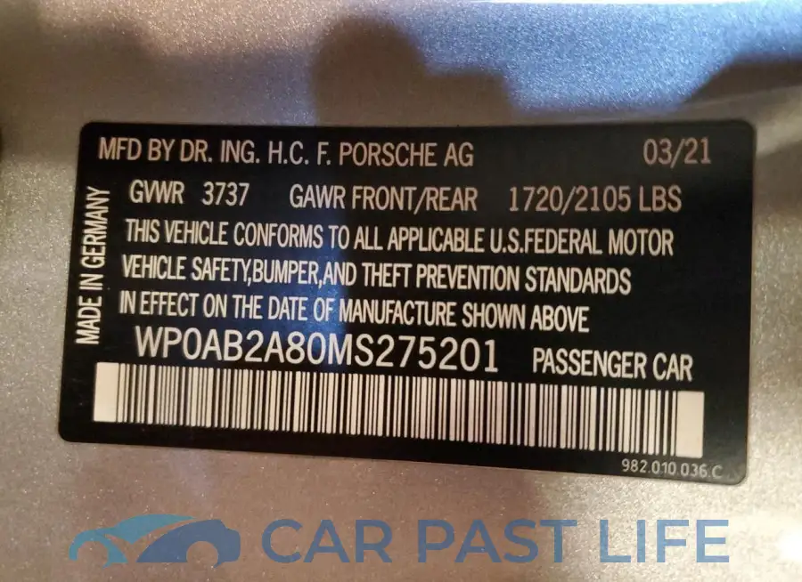 WP0AB2A80MS275201# 12