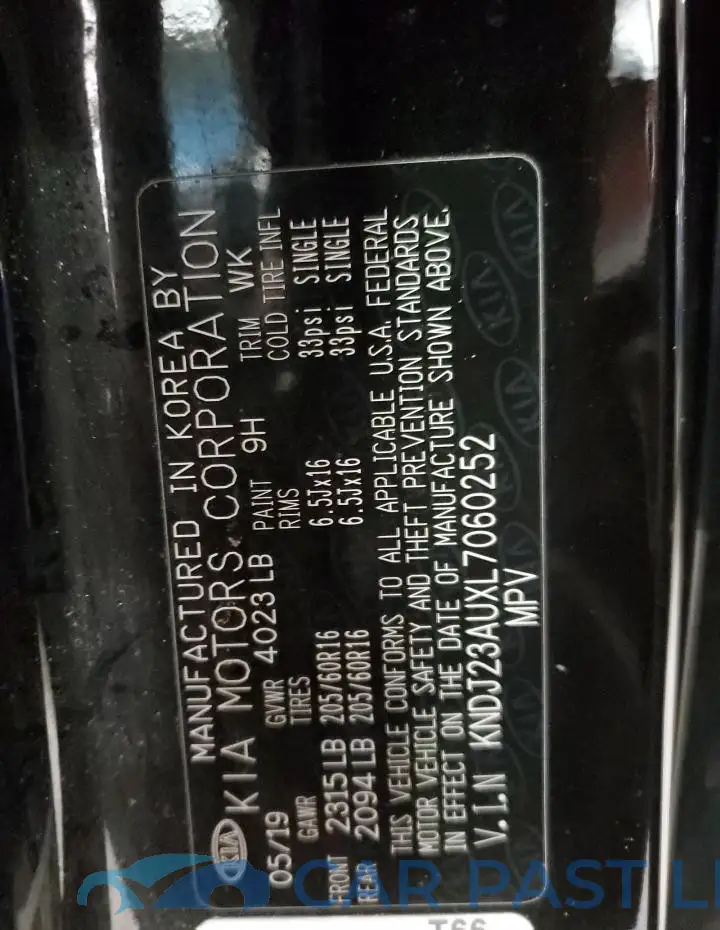 KNDJ23AUXL7060252# 13