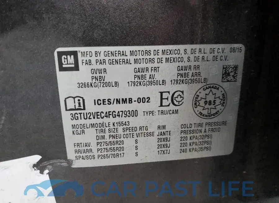 3GTU2VEC4FG479300# 12