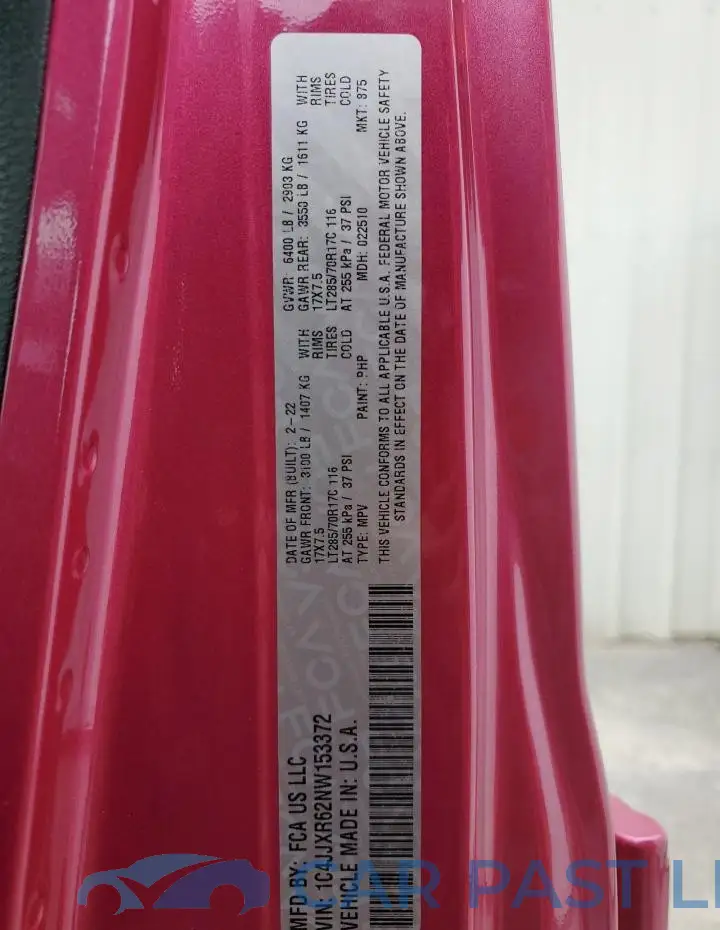 1C4JJXR62NW153372# 13