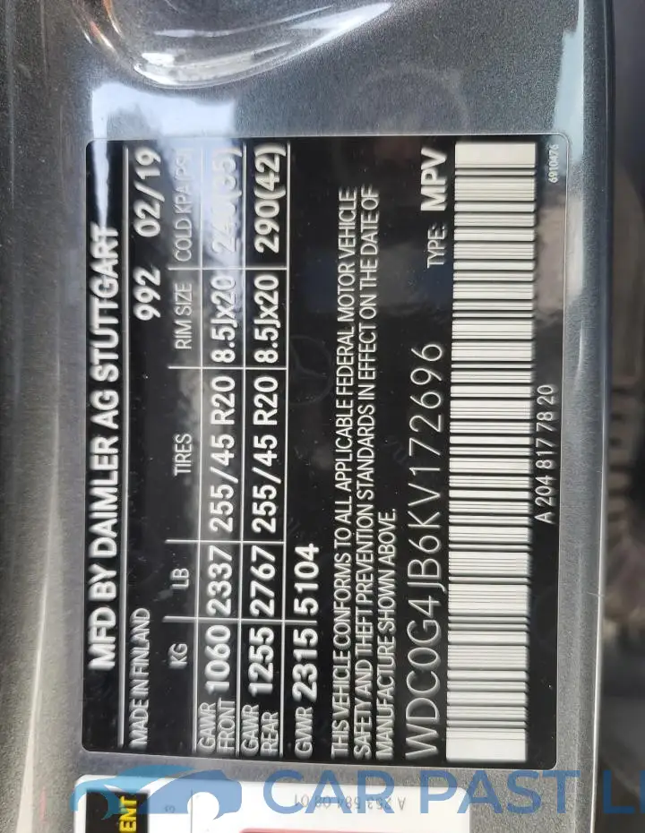 WDC0G4JB6KV172696# 13
