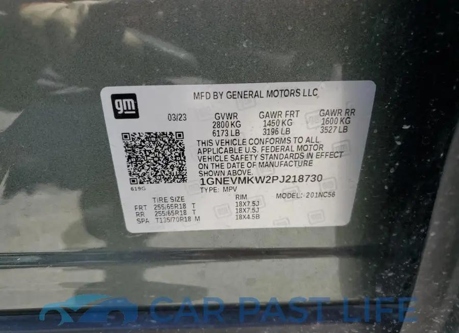 1GNEVMKW2PJ218730# 13