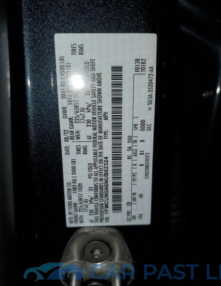 1FMCU9G66NUB62324# 13