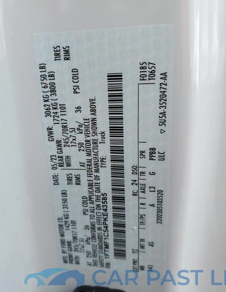 1FTMF1C54PKE43585# 12