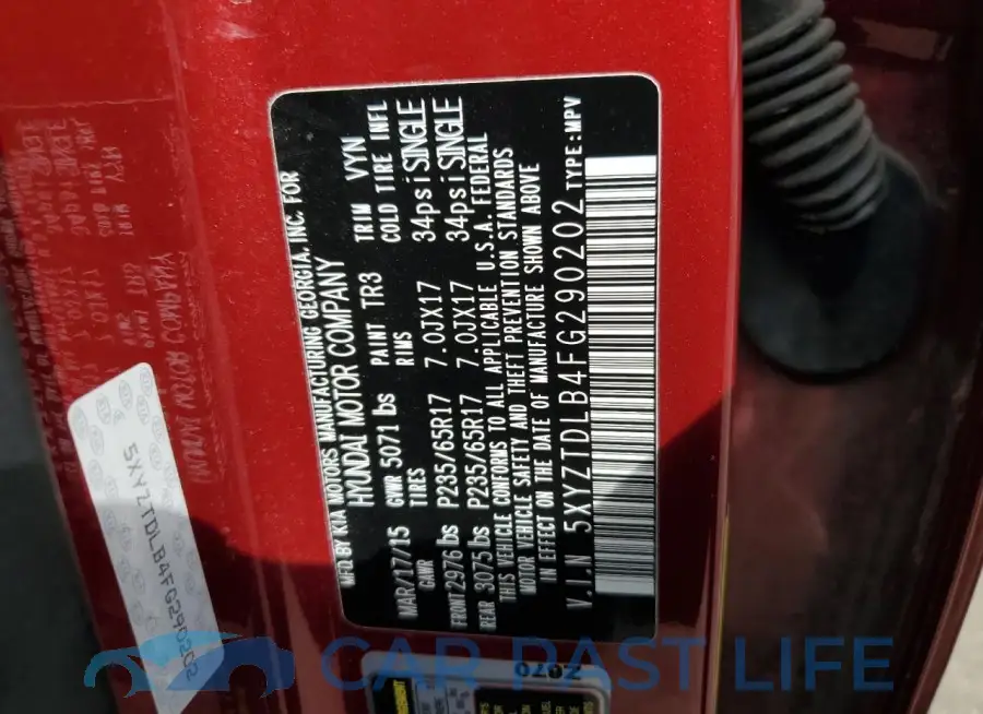 5XYZTDLB4FG290202# 13