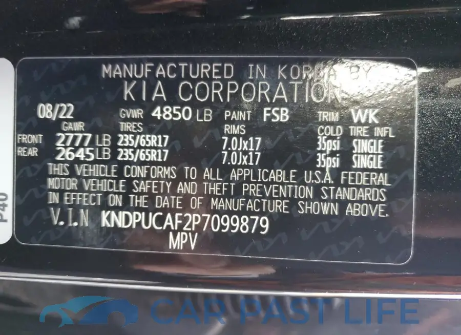 KNDPUCAF2P7099879# 13