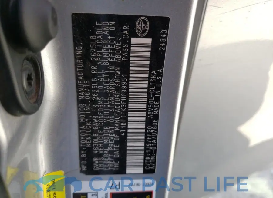 4T1BF1FK3FU099951# 12