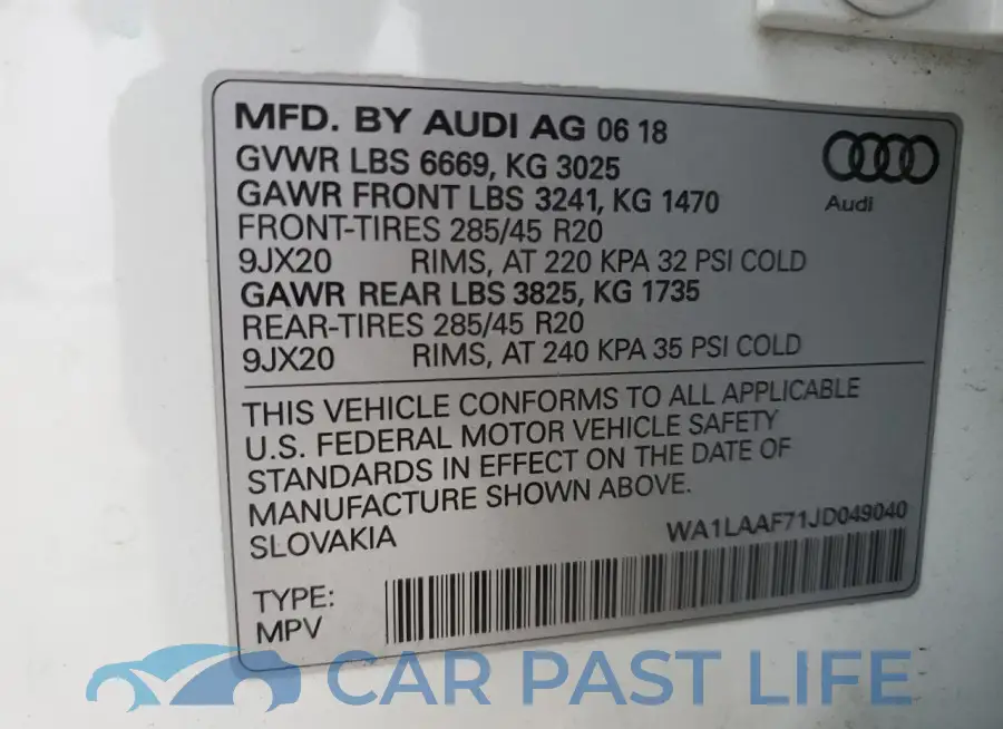 WA1LAAF71JD049040# 14