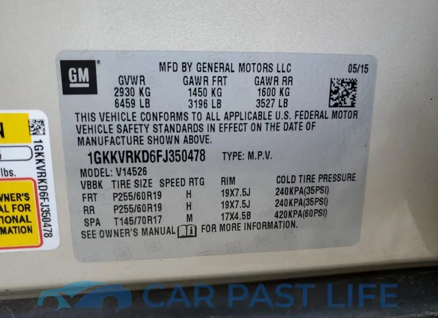1GKKVRKD6FJ350478# 12
