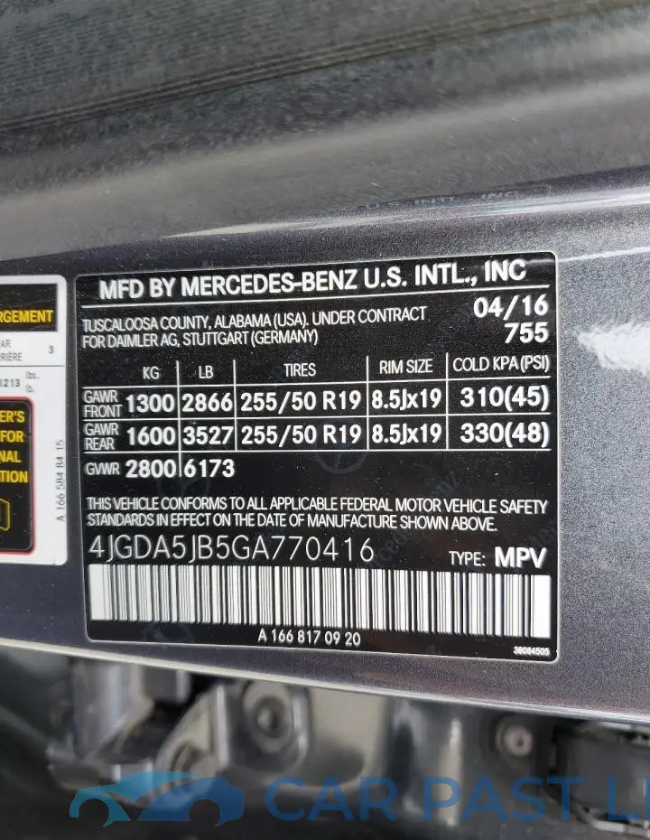 4JGDA5JB5GA770416# 13