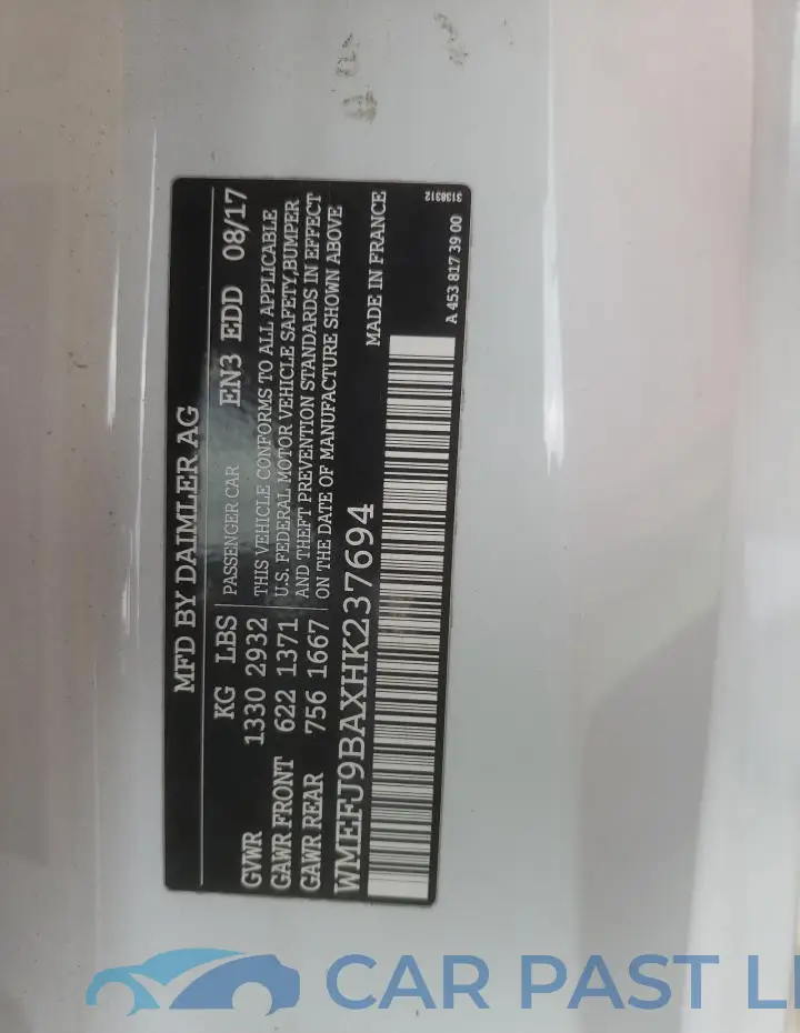 WMEFJ9BAXHK237694# 13