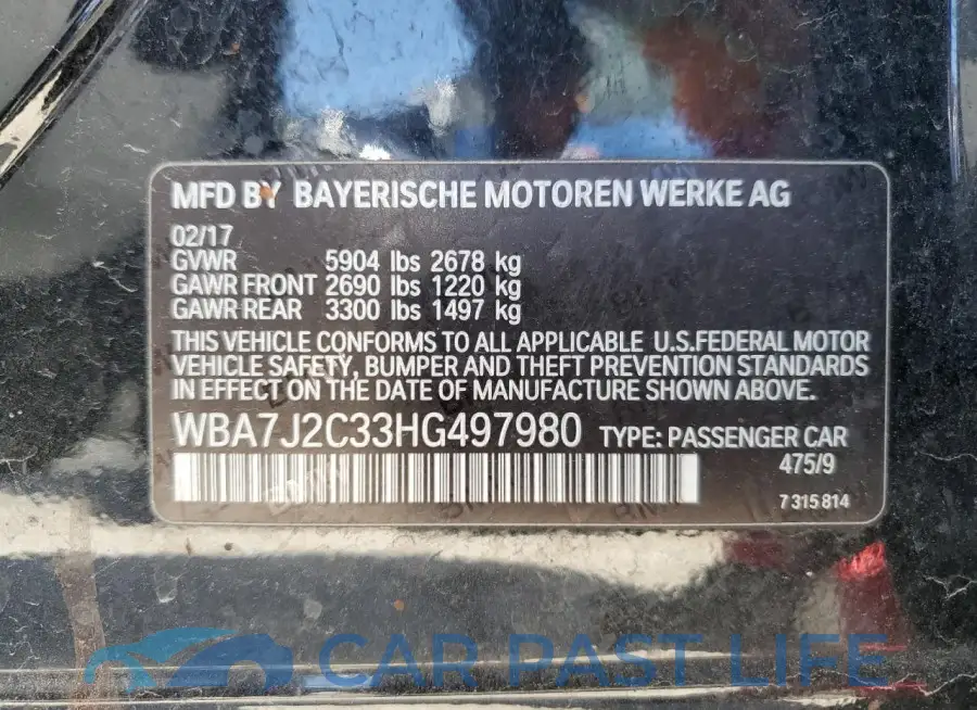 WBA7J2C33HG497980# 12