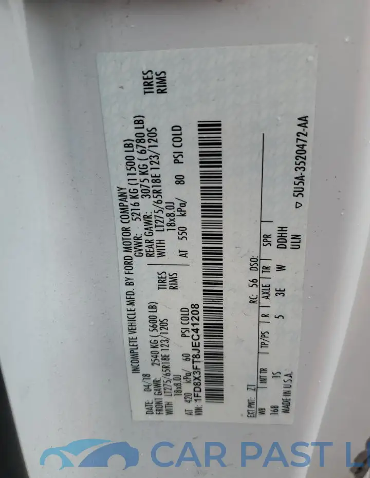 1FD8X3FTXJEC41209# 13