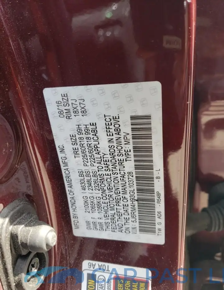 5J6RM4H93GL103728# 12