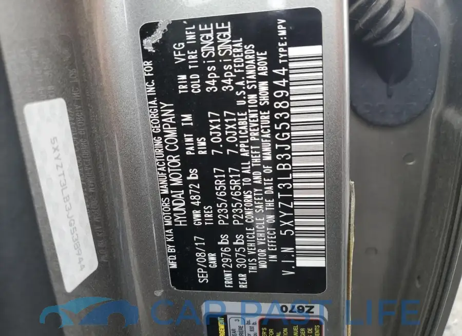 5XYZT3LB3JG538944# 12