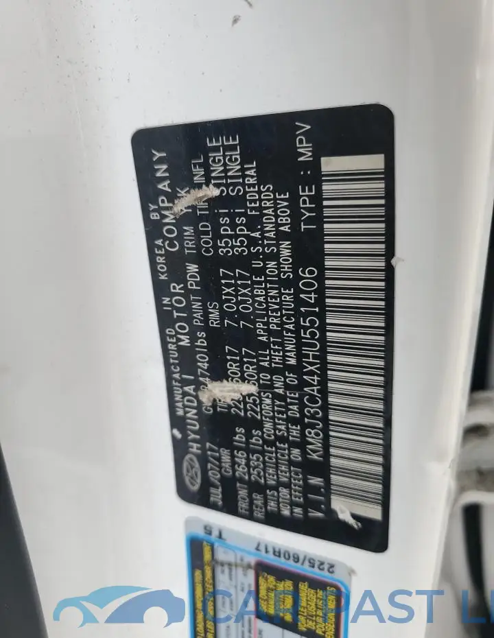 KM8J3CA4XHU551406# 12