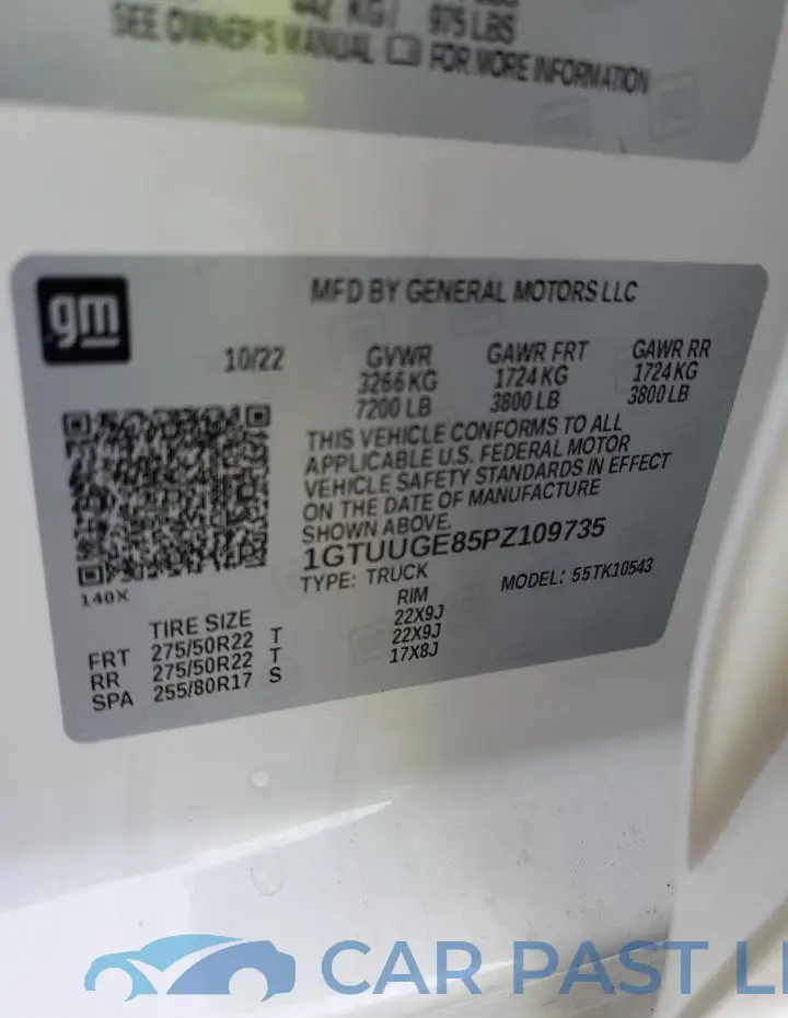 1GTUUGE85PZ109735# 12