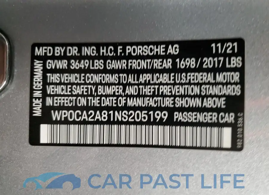 WP0CA2A81NS205199# 12