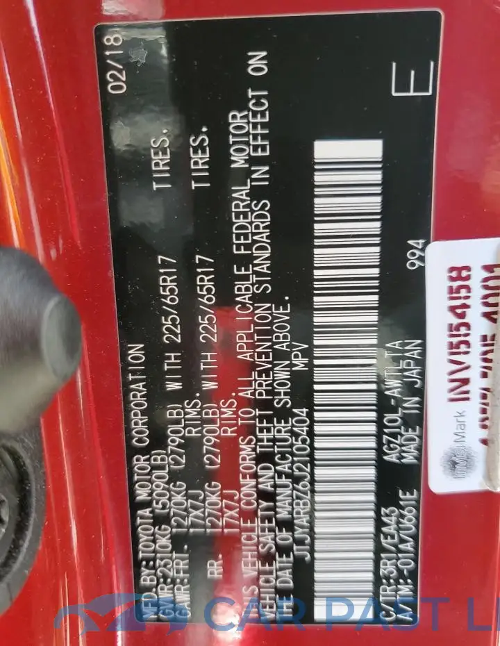 JTJYARBZ6J2105404# 14