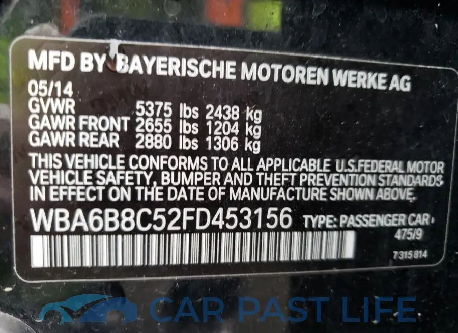 WBA6B8C52FD453156# 13