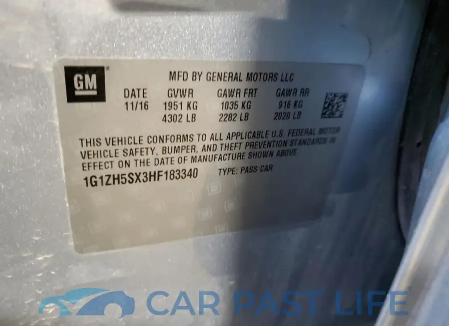 1G1ZH5SX3HF183340# 12