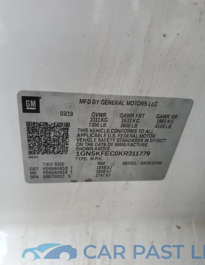 1GNSKFEC0KR311779# 14