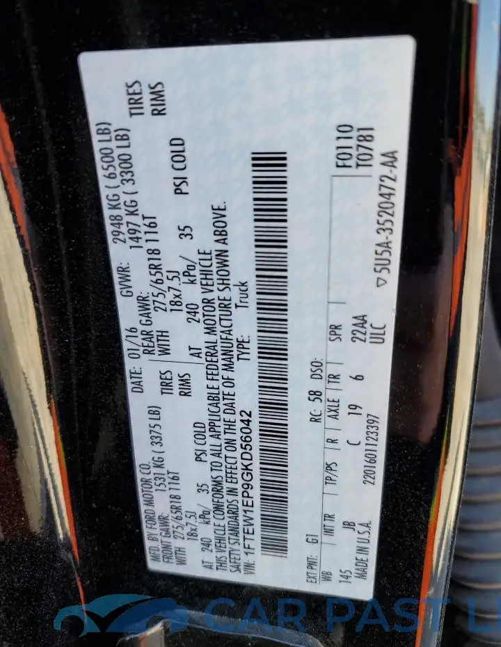 1FTEW1EP9GKD56042# 12