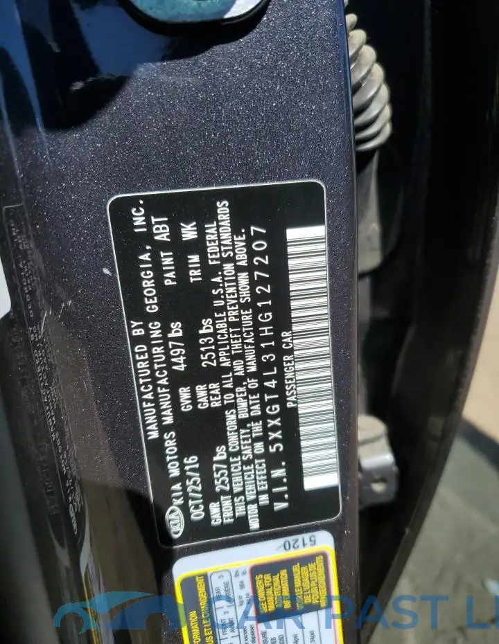 5XXGT4L31HG127207# 12