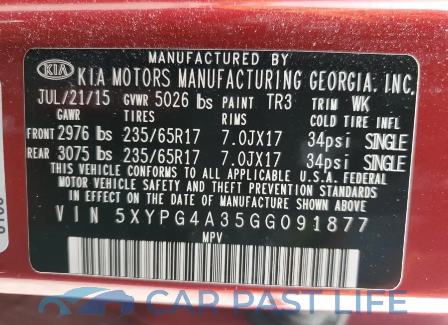 5XYPG4A35GG091877# 12