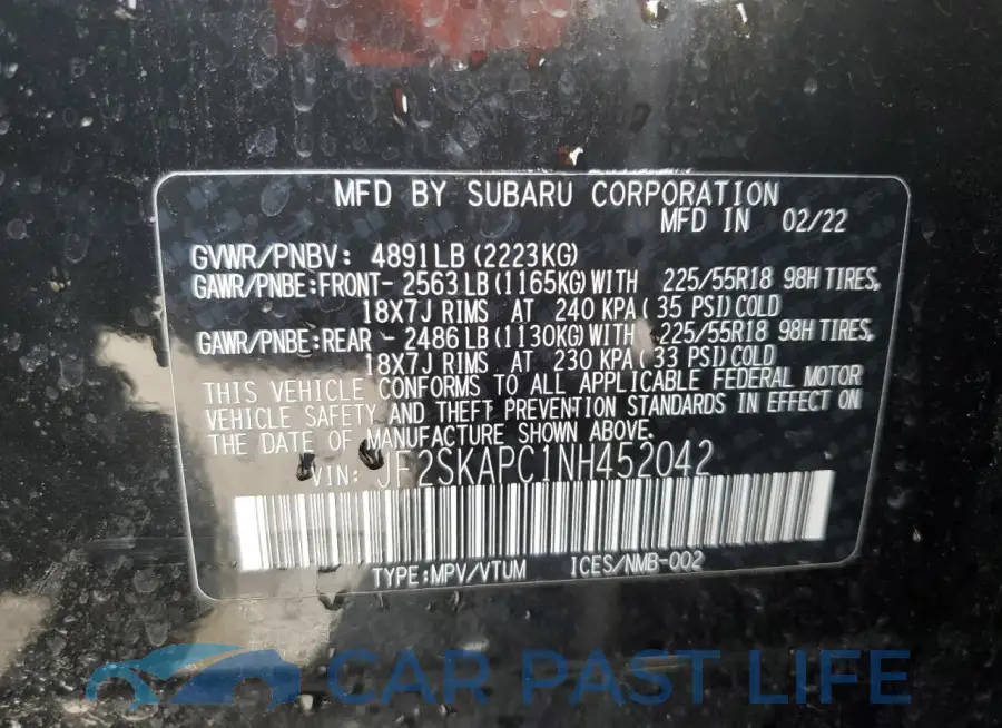 JF2SKAPC1NH452042# 14