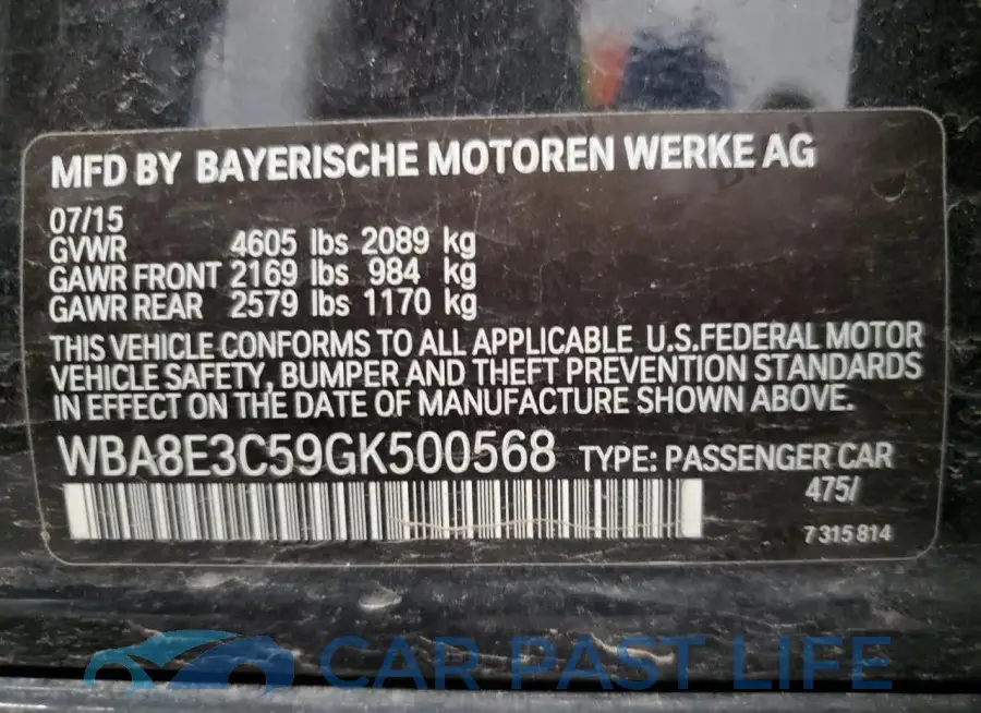 WBA8E3C59GK500568# 13
