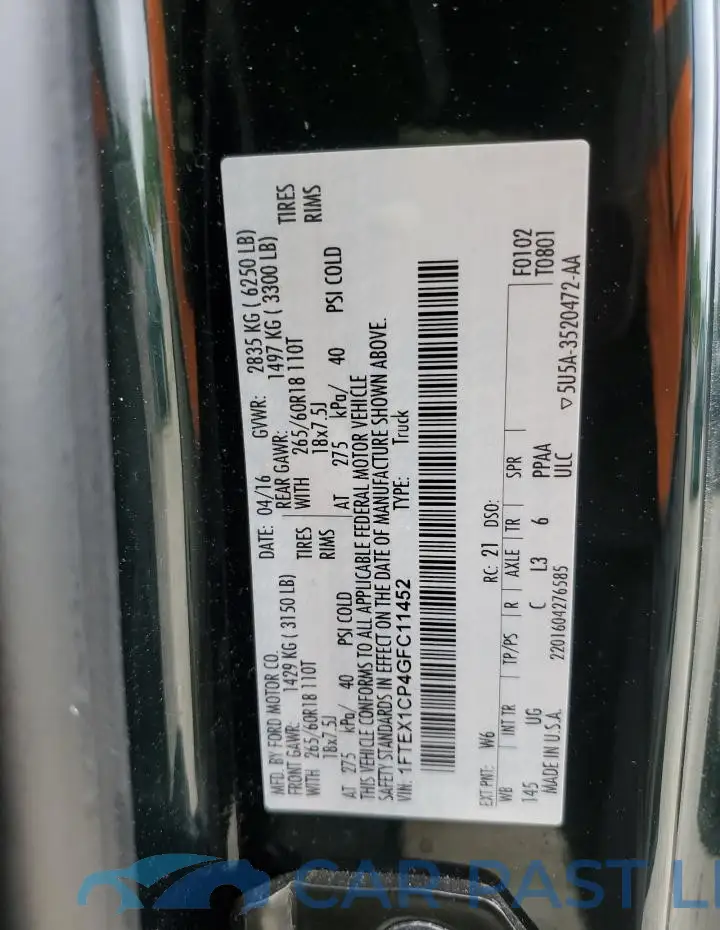 1FTEX1CP4GFC11452# 12