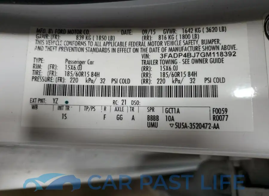 3FADP4BJ7GM118392# 12