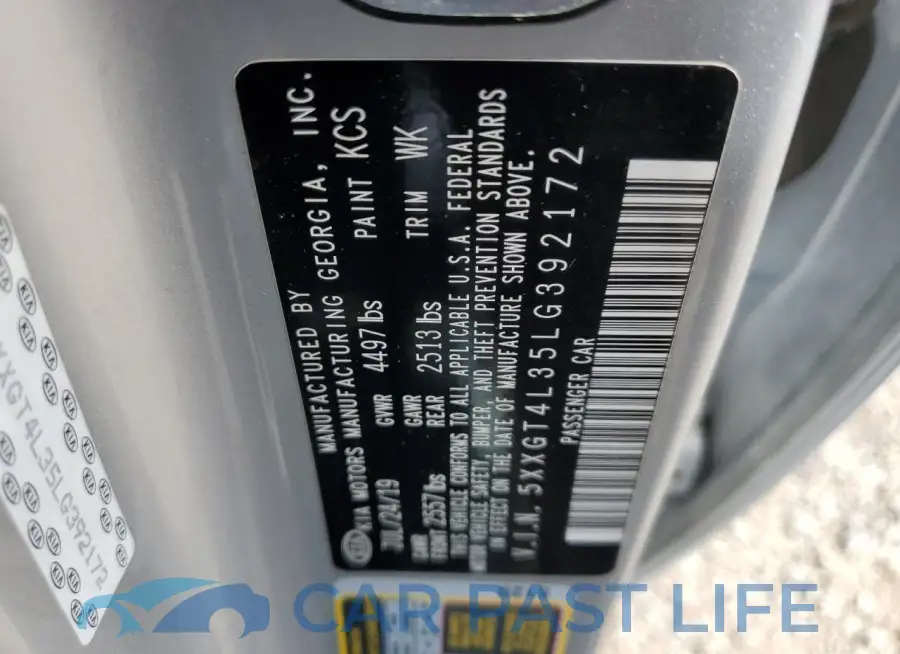5XXGT4L35LG392172# 12