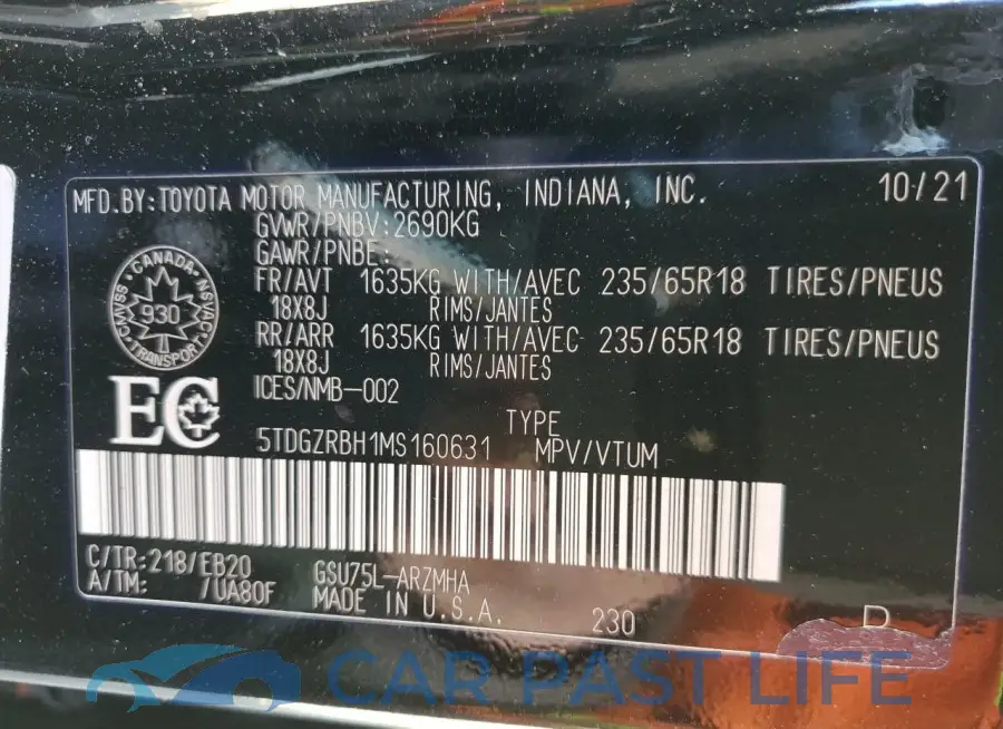 5TDGZRBH1MS160631# 14