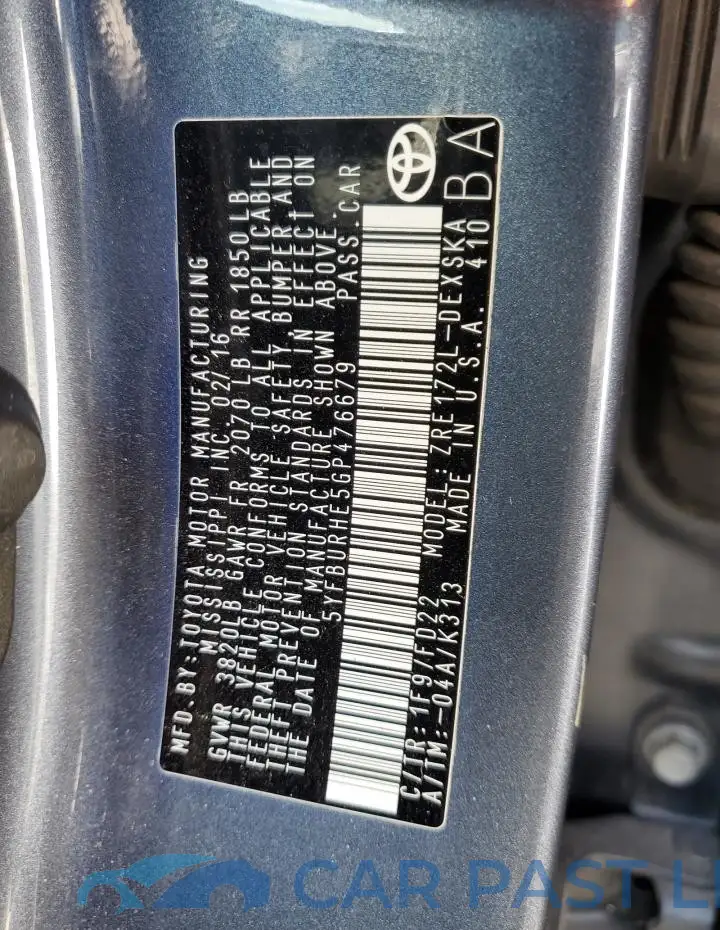 5YFBURHE5GP476679# 12