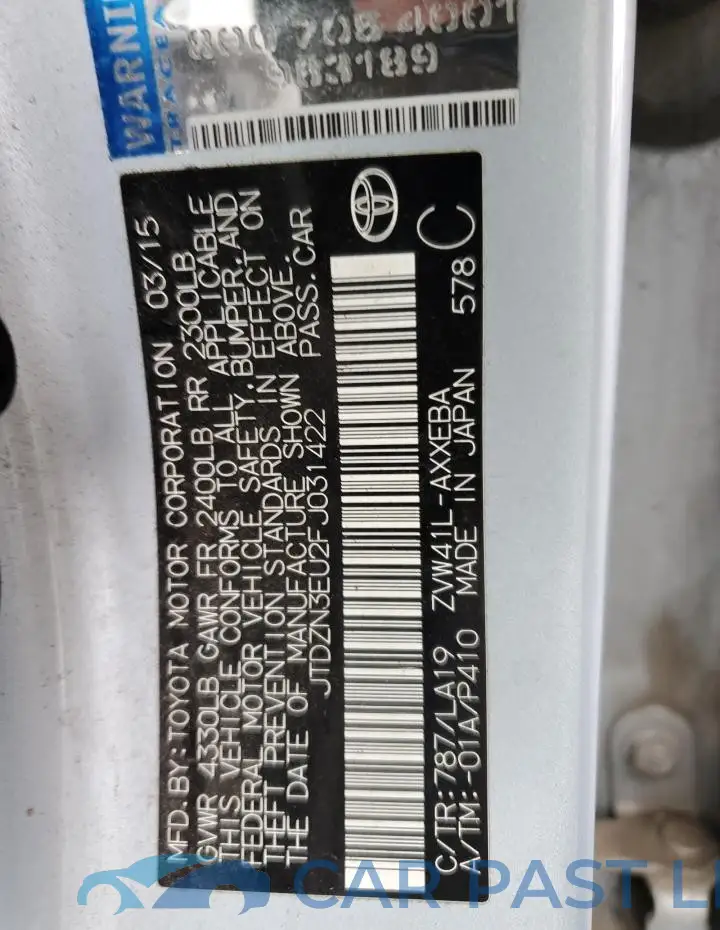 JTDZN3EU2FJ031422# 12