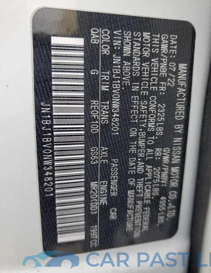 JN1BJ1BV0NW348201# 12